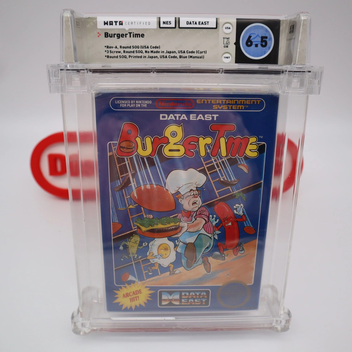 NES Nintendo Game BURGERTIME BURGER TIME WATA GRADED CIB with ROUND  SOQ! - Main Image