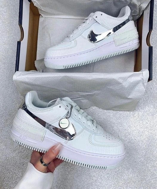 NIKE AIR FORCE 1 SHADOW SIZE UK 3.5 EUR 36.5 () WHITE / SILVER