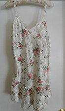 NWT Vintage Victoria's Secret White Floral Satin Babydoll Nightie Chemise L