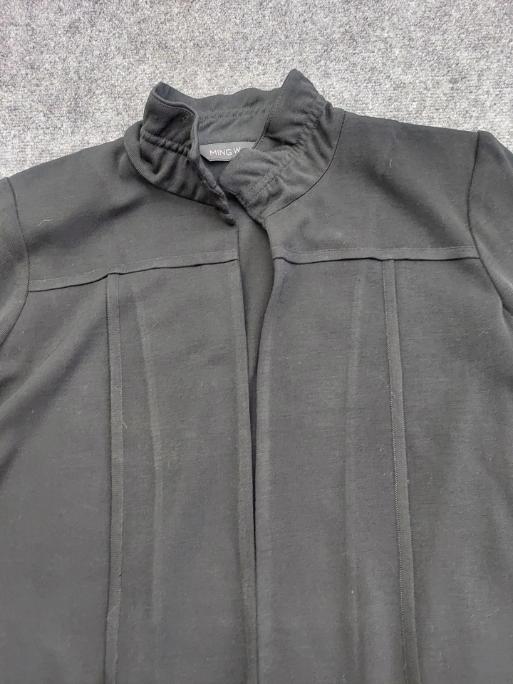 Ming Wang Jacket Womens Petite Large Black Bell Sleeve Ruffle Collar Open Front - Image 2 of 4