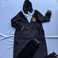 Harry Potter One Pc Pajamas Youth XL 16-18 Black Hooded Hogwarts