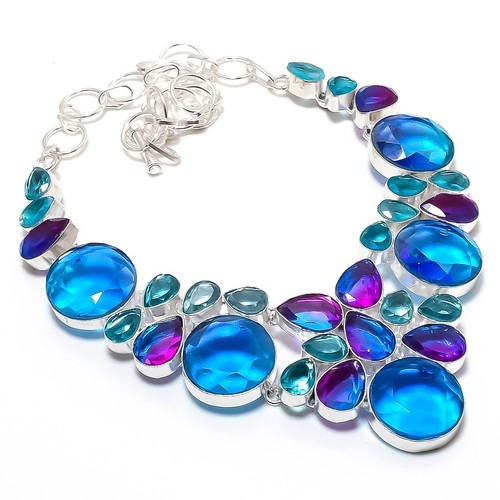 Collier bijoux fait main en argent sterling 925 taille rose émeraude