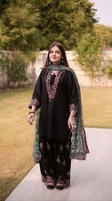 New Designer Roman Glass Silk Salwar Kameez With Net Dupatta For Women