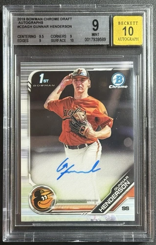 2019 Bowman Draft Chrome 1st Prospect #CDAGH Gunnar Henderson Auto BGS 9