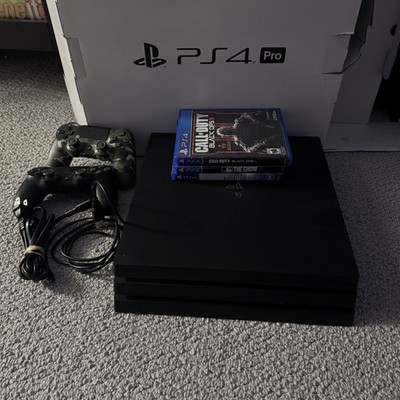Sony PlayStation 4 Pro 1TB 4K Black Console Bundle w/ 2 DualShock 4 + games 