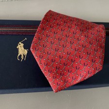 Lauren Ralph Lauren Silk Golf Tie Made In Italy New With Gift Box Red Blue 55"