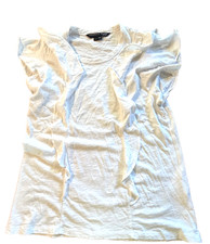 Veronica Beard Jeans Ruffle Sleeve Pima Cotton Slub Tee sz M Crisp Clean Cute