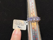 JTV 1.50ctw Oval Tanzanite w/.25ctw Round White Zircon  5 stone S/S Ring NWT - 9