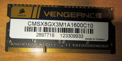 Corsair Vengeance 8GB DDR3 SO-DIMM 1600 PC3-12800S CL10 1.5V CMSX8GX3M1A1600C10