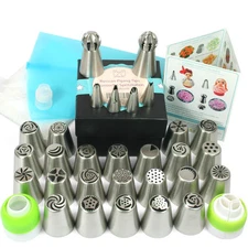 Russian Piping Tips Set - Cupcake Decorating Kit - 25 Large & 4 Small Nozzles...