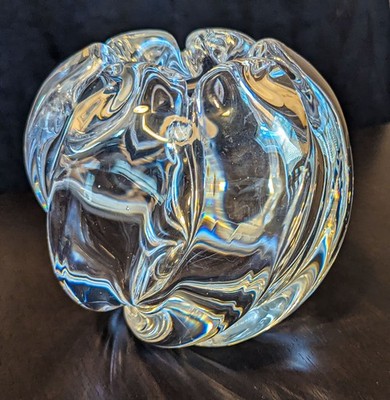 Vintage Orrefors Edvin Ohrstrom Waterfall Crystal Rose Bowl Vase 1950s Backstamp