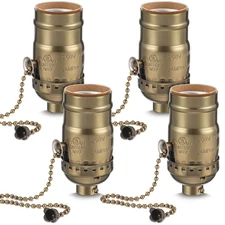 4 Pcs Pull Chain Lamp Socket Replacement, E26 Standard Threaded Base, Light S...