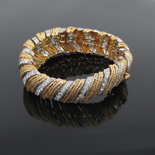 Rare Sterle Paris 12.50ct Diamond & 18K White & Yellow Rope Design Bracelet - 第 4/8 張圖片