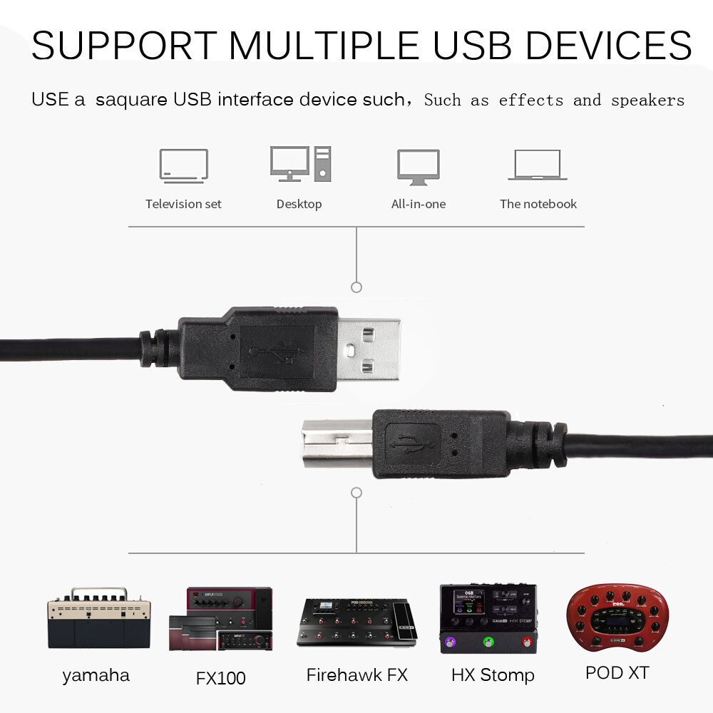 USB 2.0 B Data Cable For BOSS GT1 GT1B GT10 GT100 GT1000 Multi