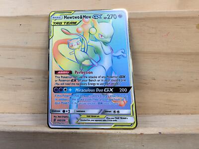 metal pokemon cards mewtwo Mewtwo & Mew GX Rainbow Gold Metal Pokemon Card .Collectible. Gift/Display