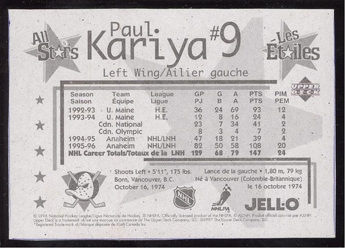 1996-97 KRAFT DINNER UPPER DECK JELL-O MAGNETS NHL HOCKEY SEE LIST - Bild 39 von 99