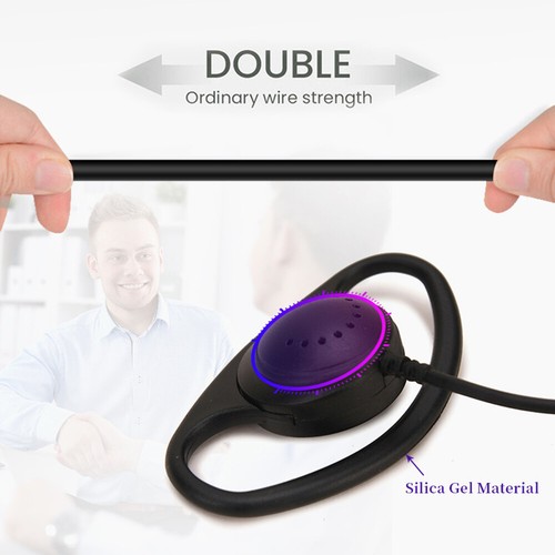 2x Single Pin D-Shape Headset 3.5mm Jack Listen Only Earphone Earpiece No Mic US - Picture 10 of 16