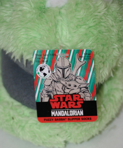 Star Wars Mandalorian Grogu Baby Yoda Fuzzy Slipper Socks Shoe SZ: 7-9 1/2 NEW - Picture 3 of 7