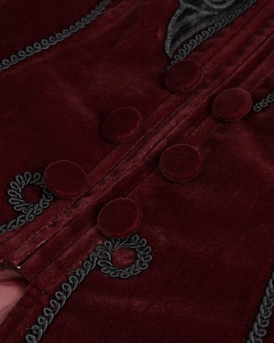 Devil Fashion Gothic Riding Jacket Red Velvet Black Lace Steampunk Victorian VTG - Picture 10 of 13