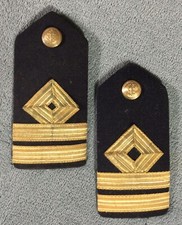 Vintage US Navy Merchant 2nd Officer Black Epaulettes with Gold Stripes Diamonds
