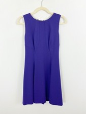 NEW DKNY Womens Beaded Neckline Dress Size 6 A Line Purple Sleeveless Stretch