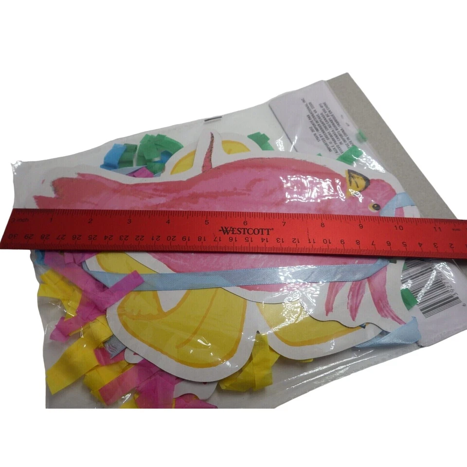 Guirnalda Tropical Borla Pom Piscina Fiesta Banner Rosa Flamenco Cacatúa 7 Pies Playa Foto 4 de 4