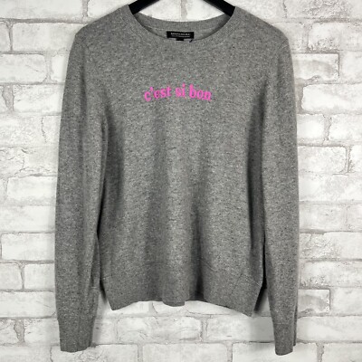 BANANA REPUBLIC Women's Merino Wool C'est Si Bon Gray Long Sleeve Sweater LARGE