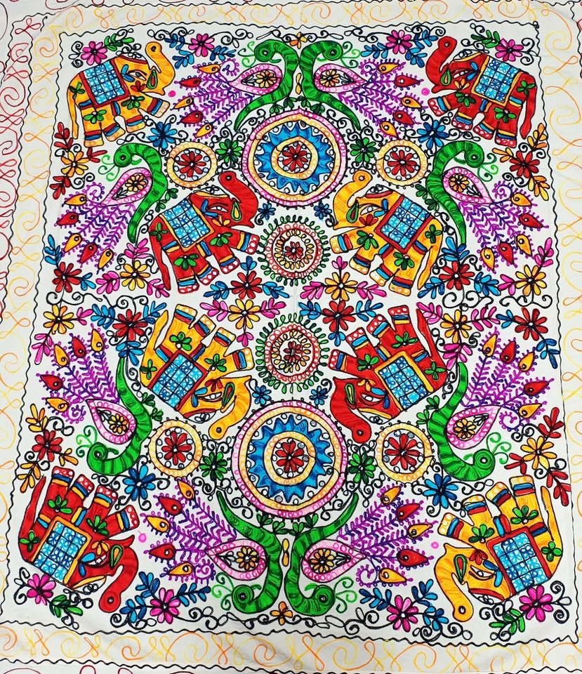 King bed-sheet bed-cover bedspread tapestry bohemian embroider elephant peacock - Image 4 of 4