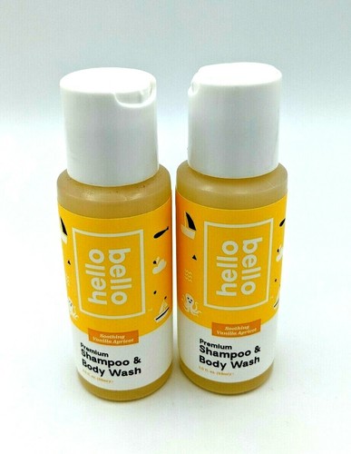 Hello Bello Travel Size Soothing Vanilla Apricot Shampoo & Body Wash Lot of 2 - Picture 1 of 5