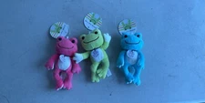 Nakajima Pickles The Frog Thinking Of You Green Pink Blue Lot Of 3 Plush Doll 3"