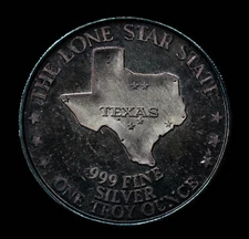 1936 - 1986 Lone Star State TEXAS 1oz 999 Silver art bar round BLUE TONING C1640