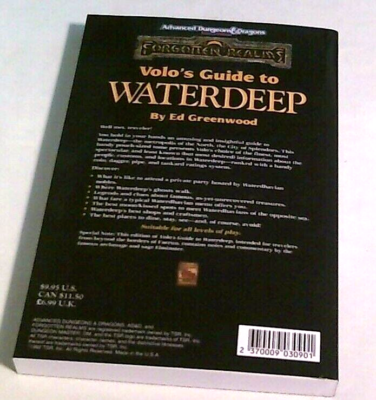 Volo's Guide to Waterdeep Forgotten Realms TSR 9379 reprint NEW