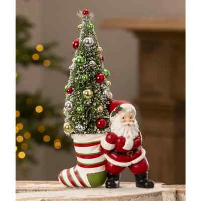 Bethany Lowe Retro Santa Pulling Stocking TL3367