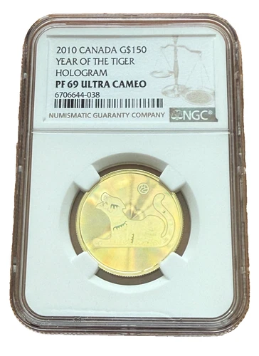 Canada 2010 Gold 150 Dollars $150 NGC PF69UC Year of The Tiger Hologram