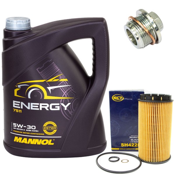 MotoröL Set 5W-30 5 Liter + ÖLfilter SH 422 P + Schraube FüR Audi A6 2.0 100 PS-image
