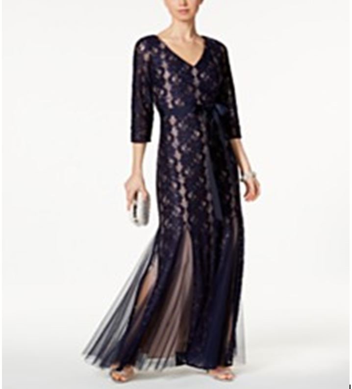 alex evenings sequined lace gown