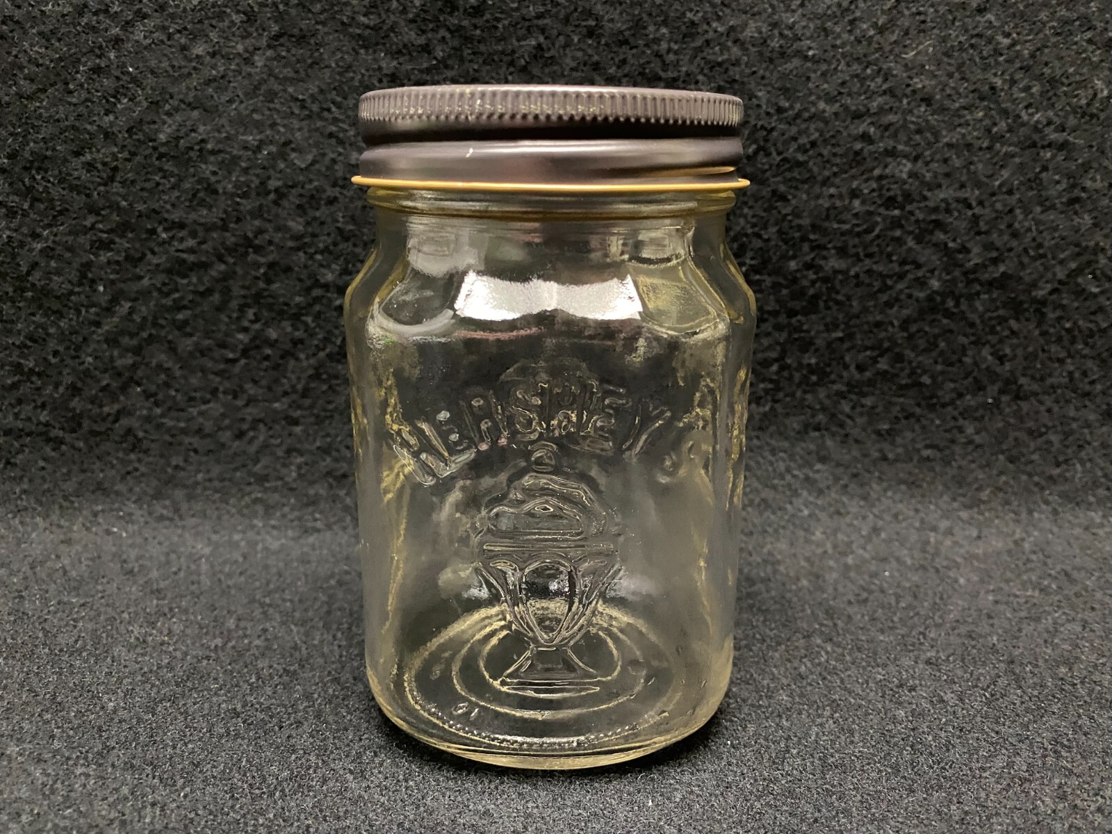 VINTAGE HERSHEY'S CHOCOLATE GLASS Candy Jar CANISTER w/ Lid Painted