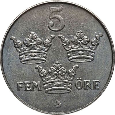 Swedish Coin 5 Öre | King Gustaf V | Sweden | 1942 - 1950 | eBay