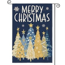 Merry Christmas Garden Flag 12x18 Inch Double Sided Garden Size-12 x 18" Blue