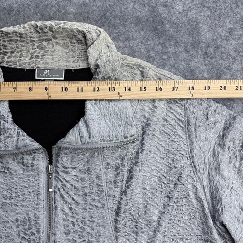 NWT JM Collection womens XL grey jacket zip up drawstring high neck snakeskin - Picture 15 of 20