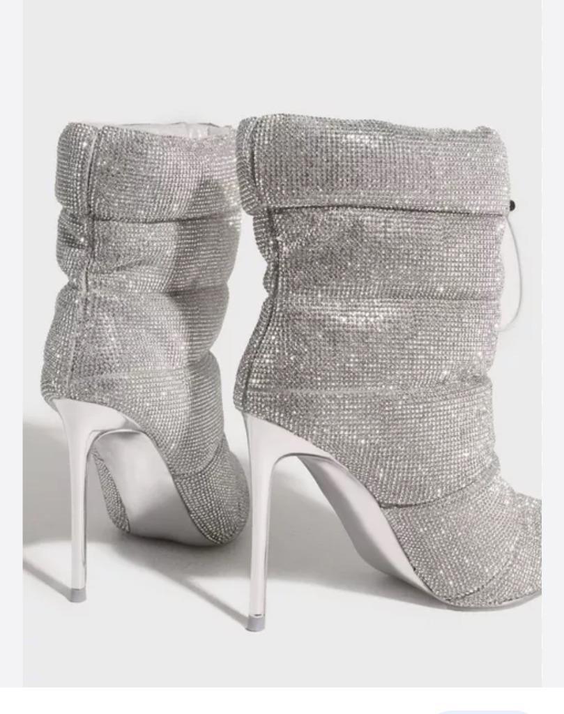 new STEVE MADDEN bling rhinestone cloak r puffy boots heels