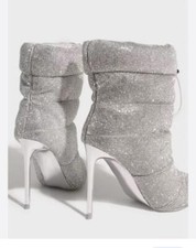 new STEVE MADDEN bling rhinestone cloak r puffy boots heels 7