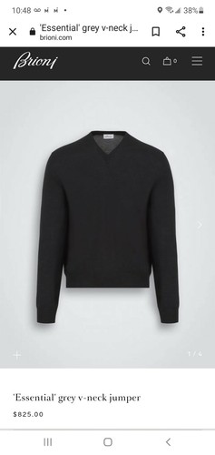 Brioni Grey 'Essential' v-neck jumper with long sleeves Size 48 It S US - Picture 3 of 12