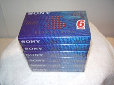 NEW- SEALED 6 pack Sony Hi Fi Normal Bias Cassette Tape 60 min. music/voice