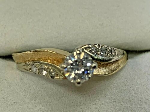 14K YELLOW GOLD ESTATE DIAMOND LADIES ENGAGEMENT RING EXXX - Picture 3 of 8
