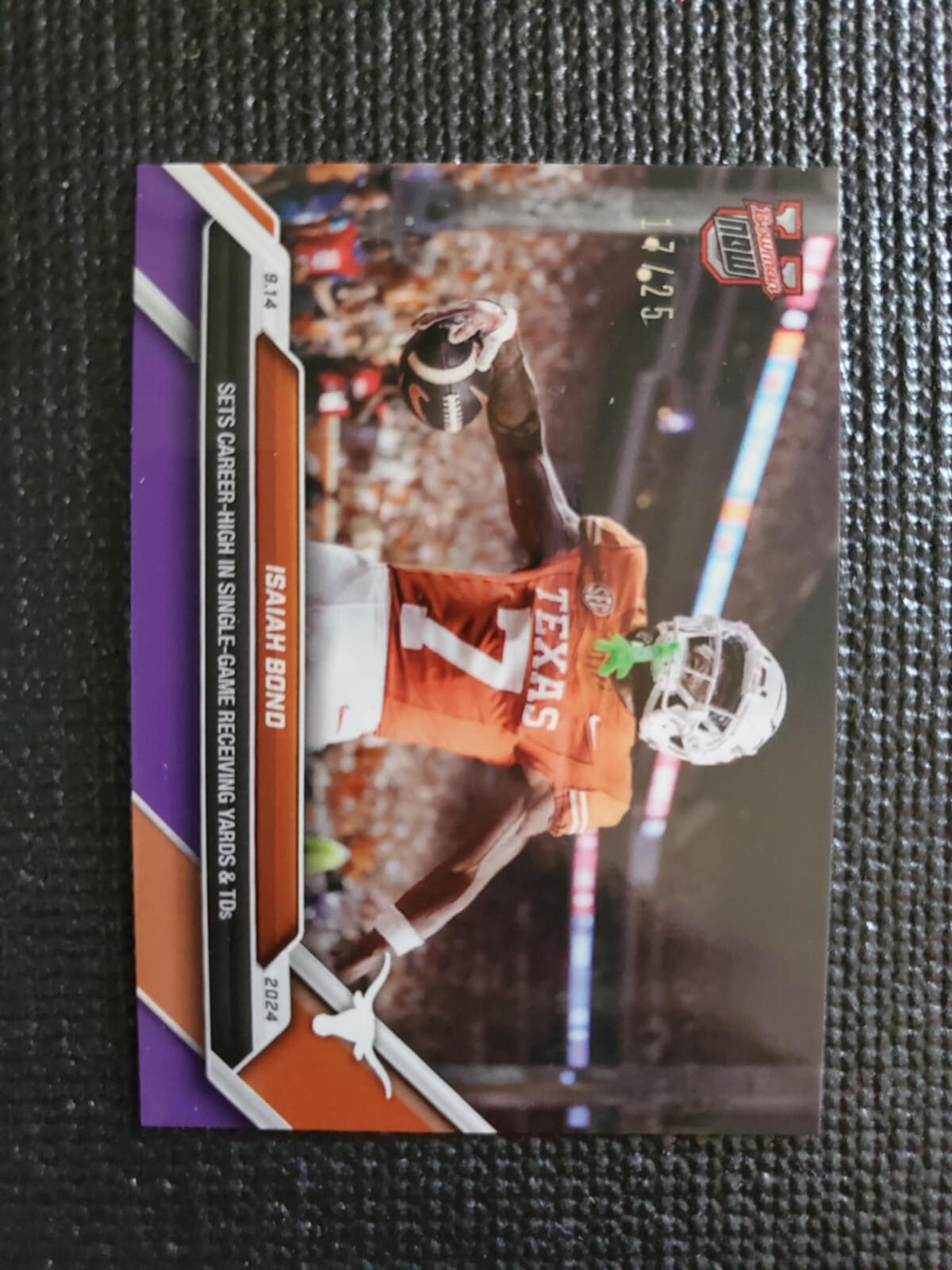 Isaiah Bond Texas 2024 Bowman U Now Football Card 13 Purple Parallel 17/25