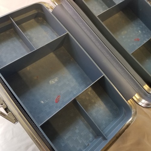Vintage Sears Forecast Blue Train Case Travel Cosmetic Suitcase w/ Tray, Mirror - Picture 10 of 17