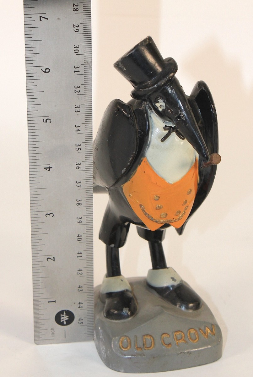Rare 30's Old Crow Bourbon Cast Metal Counter Display Figure