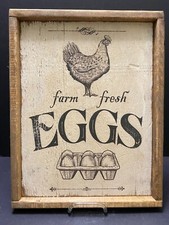FARM FRESH EGGS Rustic Look Sign with CHICKEN 17" x 13" Made In USA Wood