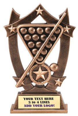 BILLIARDS POOL TROPHY THREE DIMENSIONAL RESIN AWARD FREE TEXT M^SSR25#